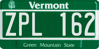 VT license plate ZPL162