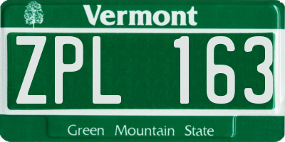 VT license plate ZPL163