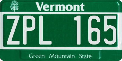 VT license plate ZPL165