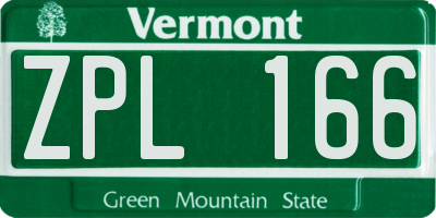 VT license plate ZPL166