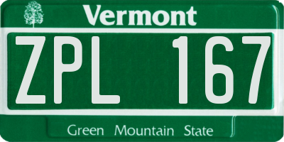 VT license plate ZPL167