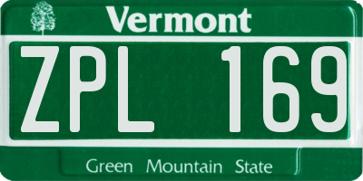 VT license plate ZPL169