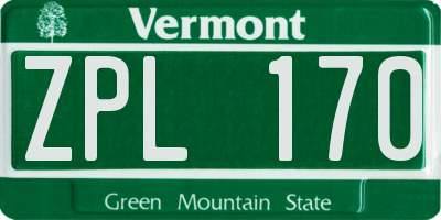 VT license plate ZPL170