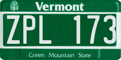 VT license plate ZPL173