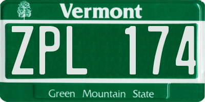 VT license plate ZPL174