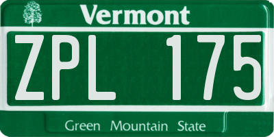 VT license plate ZPL175