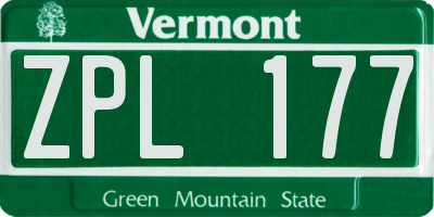 VT license plate ZPL177