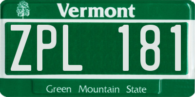 VT license plate ZPL181