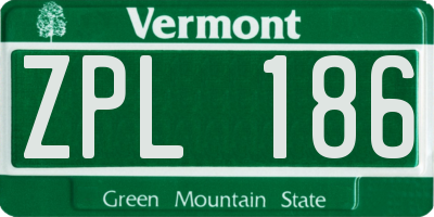 VT license plate ZPL186
