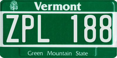 VT license plate ZPL188