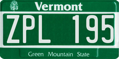 VT license plate ZPL195
