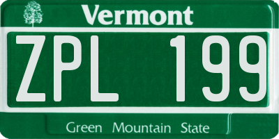 VT license plate ZPL199