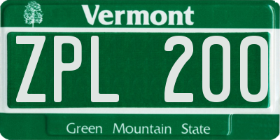 VT license plate ZPL200