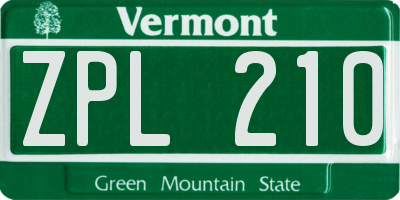 VT license plate ZPL210