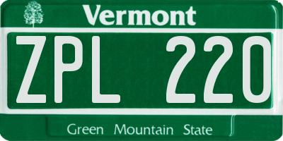 VT license plate ZPL220