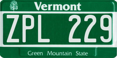 VT license plate ZPL229