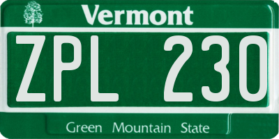 VT license plate ZPL230