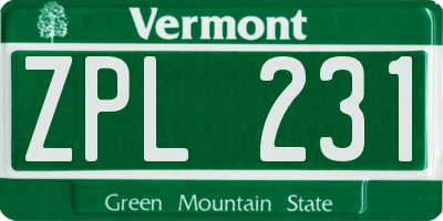 VT license plate ZPL231