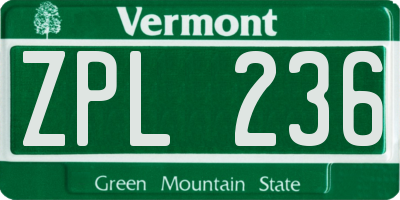 VT license plate ZPL236