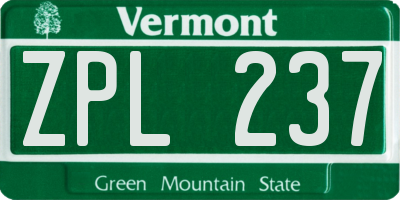 VT license plate ZPL237