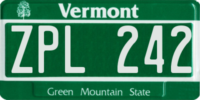 VT license plate ZPL242