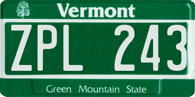 VT license plate ZPL243