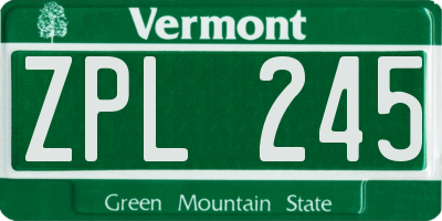 VT license plate ZPL245