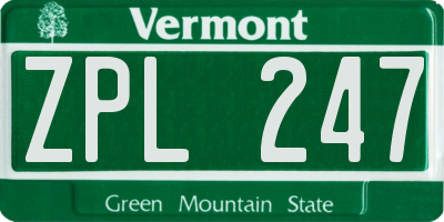 VT license plate ZPL247