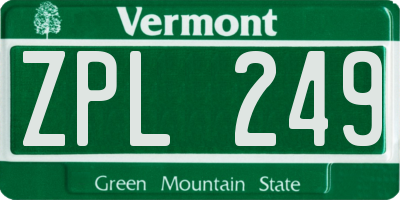 VT license plate ZPL249