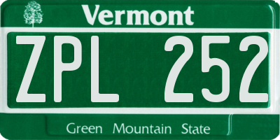 VT license plate ZPL252