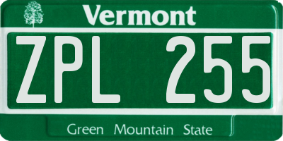 VT license plate ZPL255