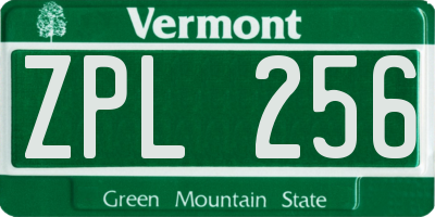VT license plate ZPL256