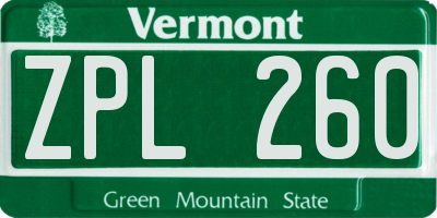 VT license plate ZPL260