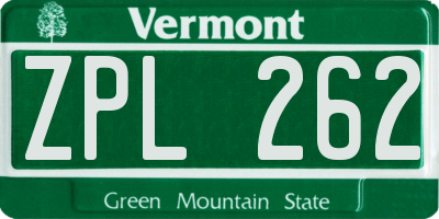 VT license plate ZPL262