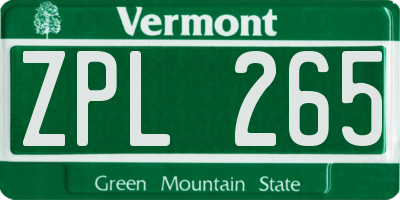 VT license plate ZPL265