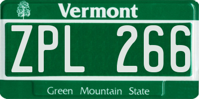 VT license plate ZPL266