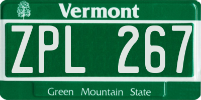 VT license plate ZPL267