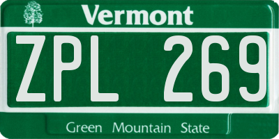 VT license plate ZPL269