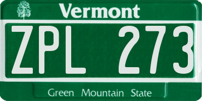 VT license plate ZPL273