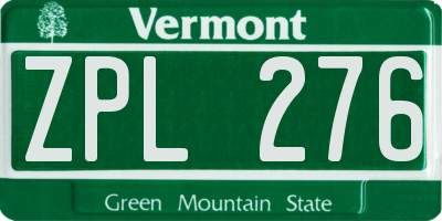 VT license plate ZPL276