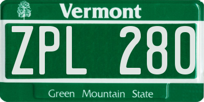VT license plate ZPL280