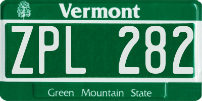 VT license plate ZPL282