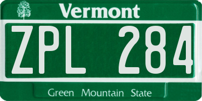 VT license plate ZPL284