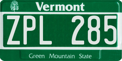 VT license plate ZPL285