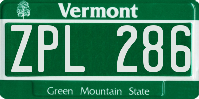 VT license plate ZPL286