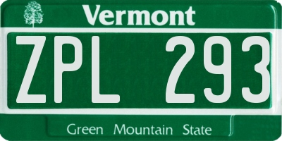 VT license plate ZPL293