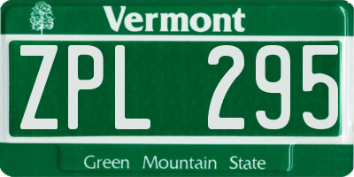 VT license plate ZPL295