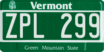 VT license plate ZPL299
