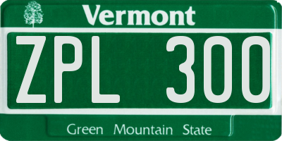 VT license plate ZPL300