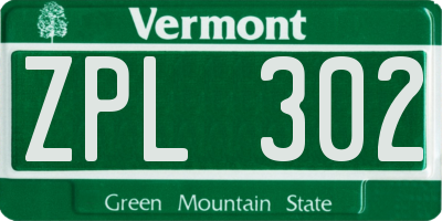 VT license plate ZPL302
